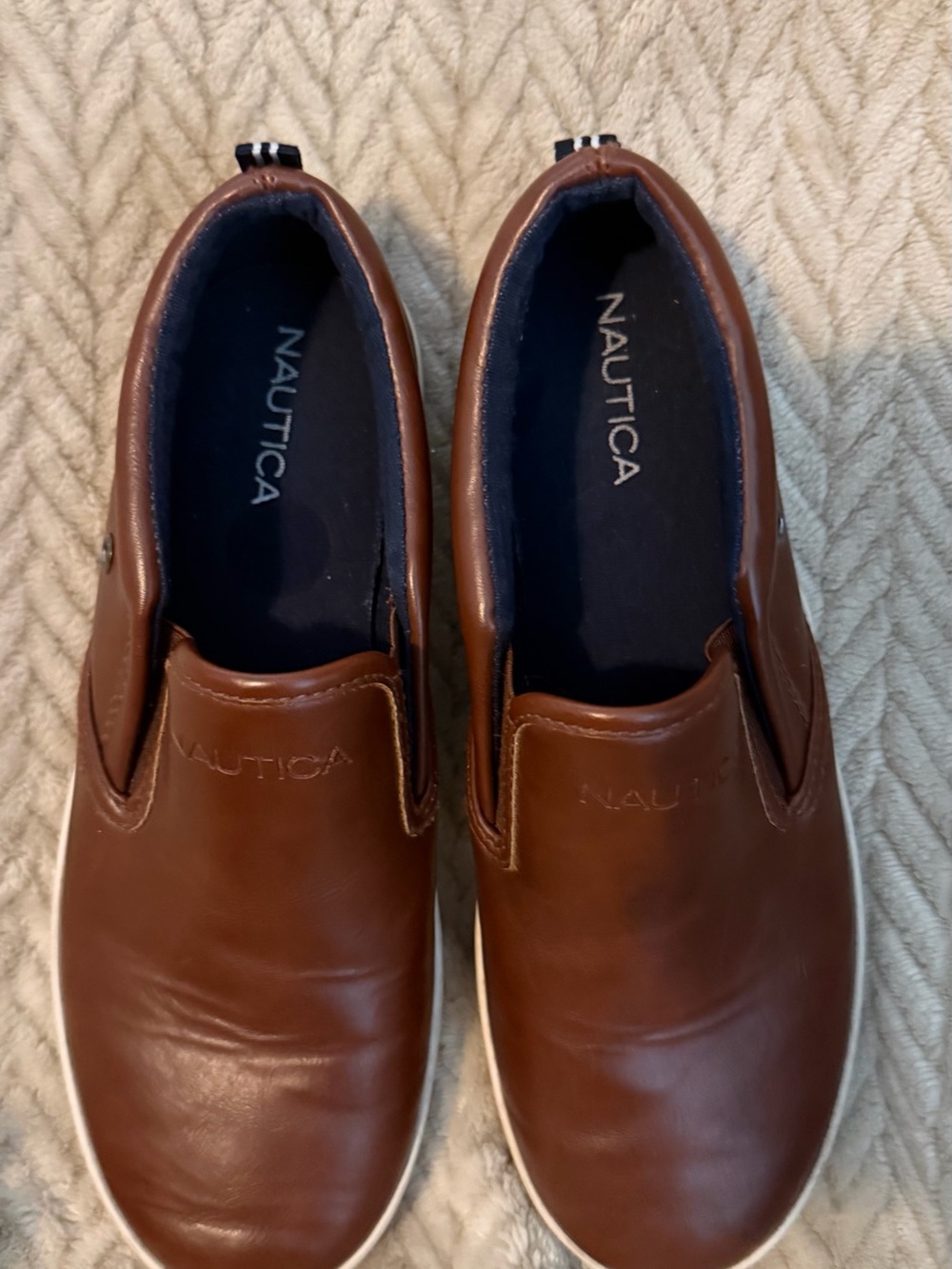 Nautica Brown Slip-On Kids Sneakers with Navy Insole